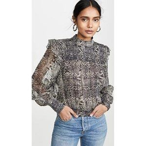 Free People Snake Combo Roma MOCK NECK Blouse Tie‎ neck Size Small